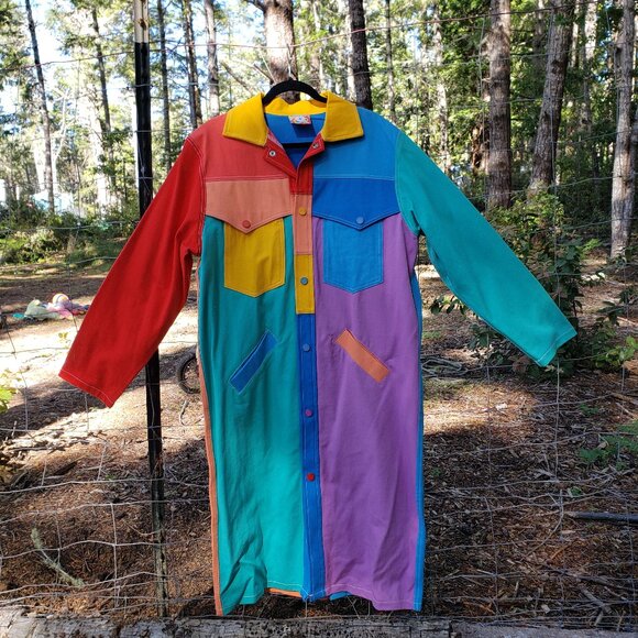 Rainbow Denim TrenchCoat - Picture 1 of 2